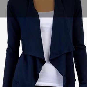 Cardigan Layered Lapel long navy plus 3xl